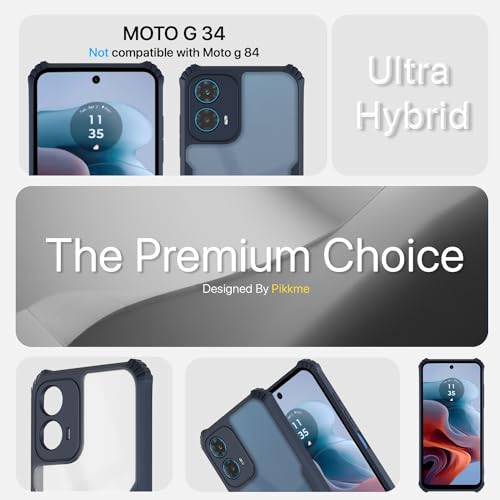 Image of Outlouders Back Cover for Motorola Moto G34 5G | Ultra Hybrid Transparent | Full Camera Protection | Raised Edge | Crystal Clear Bumper Case (Blue)