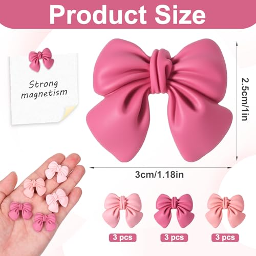 Set de 9 imanes decorativos de lazo rosa miniatura 2