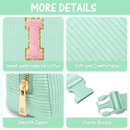 Image of Gitus 10 11 12 13 14 15 16 Year Old Girl Gifts Personalized Birthday Gifts for Women Daughter Sister Her Initial Belt Bag Fanny Pack Crossbody Bags for Teen Girl Gifts Trendy Stuff (Mint Green-I)