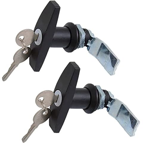 Garage Cabinet Lock 2PCS, Door Trailer Cabinet Latch, T-Handle Door Lock Latch Truck Cap Camper Shed Door Lock Kit for Cabinet Garage Door Lock, for 0.79"/2cm Hole (Black) Cover