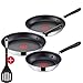 Produktbild Tefal G435S4 Jamie Oliver Induktion Pfannenset 4-teilig 20, 24 und 28 cm + Ingenio Pfannenwender, Antihaft Pfanne, Induktionsherd geeignet, Genieteter Edelstahlgriff, Antihaft Bratpfanne, Edelstahl