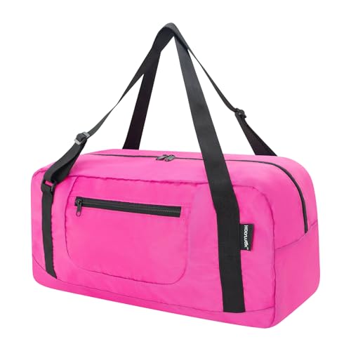 Image of HOLYLUCK Foldable Travel Duffel Bag For Women & Men Luggage Great for Gym - Fuchsia