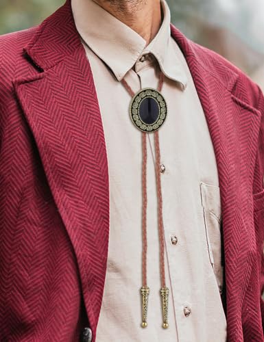 Image of HUABOLA CALYN Bolo tie, Handmade Round Shape Western Cowboy Bola Tie
