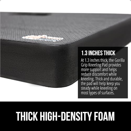 GORILLA GRIP Extra Thick Patent Pending Soft Foam Kneeling Pad, Supportive Large Cushion Knee Pads for Gardening, Baby Bath Time, Dirt and Water Resistant, Workout and Garden Supplies, 17.5x11, Black - Thumbnail 3