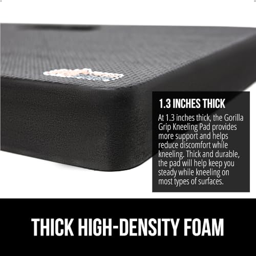 GORILLA GRIP Extra Thick Kneeling Pad, Supportive Soft Foam Cushioning for Knee, Water Resistant Construction for Gardening, Bathing Baby, Workout Supplies, Lightweight, Garden Work Gifts, Black