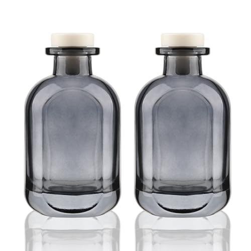 Wowang ガラスディフューザーボトル 2個パック 5オンス/150ml リードディフューザーボトル 空のディフューザーボトル 詰め替え可能 アロマセラピーストレージコンテナ リードディフューザー スティックボトル (グレー)の商品画像（Amazon）