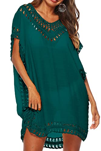 Image of Adisputent Womens Swimsuits Cover Ups Crochet Chiffon Beach Cover Bathing Suit Bikini Wear Coverups Dress