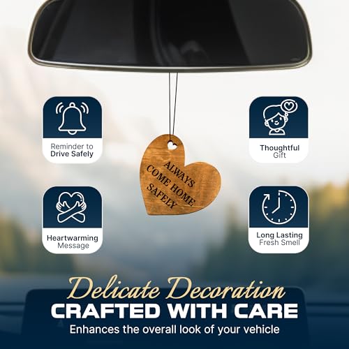Image of Car Fragrance for 365 Days FreshWood Always Come Home Safely ❘ Rear View Mirror Air Freshener ❘ Mirror Car Hanging Ornament ❘ Gift for Him ❘ Gift for Her ❘ Hanging Car Freshener ❘ Love Gift