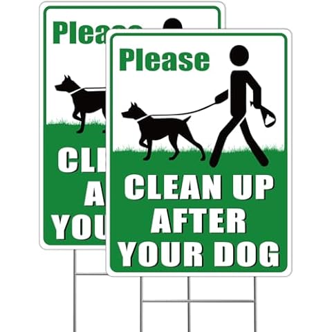 Multiwins 2-Pack No Dog Poop Lawn Signs with Metal Stakes Cover