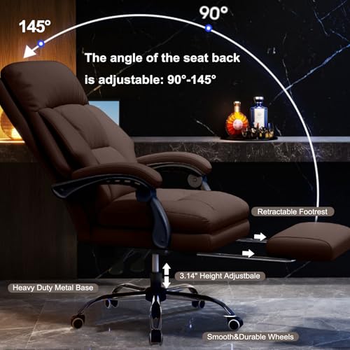 Image of Office Chair with Leg Rest Executive Desk Chairs with Wheels High Back Computer Gaming Chairs Adjustable Reclining Ergonomic Work Chair for Home Office