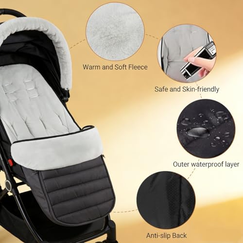 Image of 2 in 1 Baby Stroller Cushion Bunting Bag Removable Windproof Footmuff Toddler Warm Pushchair Seat Mat Cushion Outdoor Thicken Cushion Kids Warm Leg Protector Bag Stroller Liner