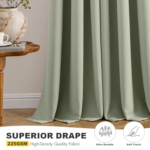 Image of MIULEE Blackout Curtains for Bedroom Living Room 2 Panels, Thermal Insulated Room Darkening Drapes Grommet Noise Reducing Light Blocking Window Treatments 54 Inches Long 34x54 Inch Sage Green
