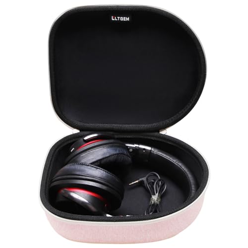 Image of Headphone Headset Case Compatible with Audio-Technica ATH-M20x /JBL /Raycon /Soundcore Anker /Sony /Beats /JLab /TOZO /Logitech /BERIBES /KVIDIO Headphones, Large Headphone Case Hard Shell(Pink+Black)