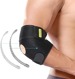 Elbow Brace for Tendonitis, Adjustable Elbow Support with Dual-Spring Stabiliser, Breathable Elbow Strap for Golfers Elbow, Tennis Elbow, Arthritis, Sports Injury and Provides Support