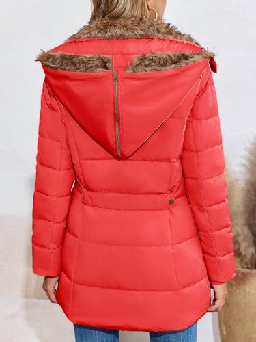 Remikstyt Womens Coats Winter Zipper Hooded Faux Fur Inside Down Jackets3