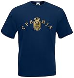 Serbien Srbija T-Shirt Fanshirt Trikot EM-2021 Navyblau L
