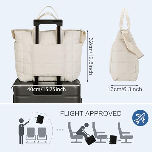 Puffer Tote Bag, Laptop Bag for Women, Lightweight Quilted Puffer Work Tote Bag for Travel Gym Sport 6