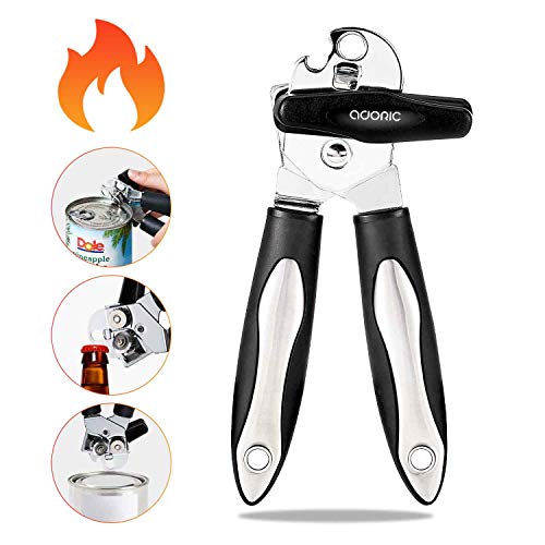 Can Opener Stainless Steel Manual Can Opener with Smooth Edge Jar/Bottle Opener