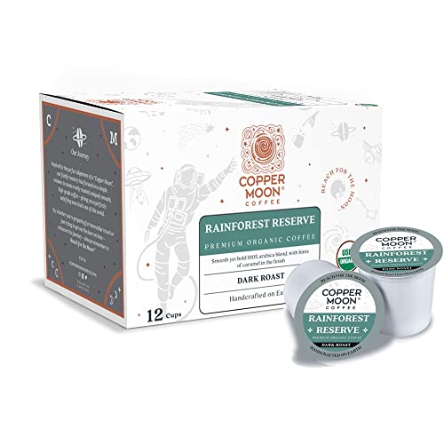 Image of Copper Moon Single Serve Coffee Pods for Keurig K-Cup Brewers, Dark Roast, Rainforest Reserve Blend, 12 Count