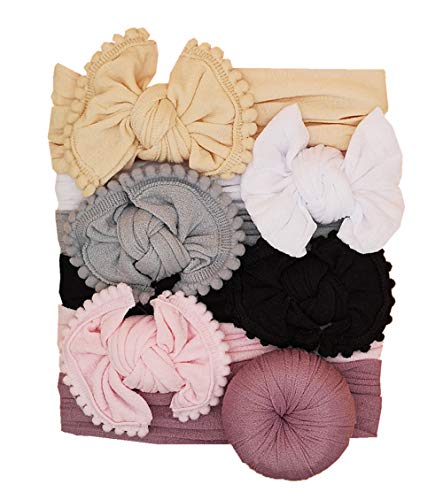 Image of URKEY Baby Turban headbands and Classic Bows Headwraps for Newborn Baby Infant Gifts