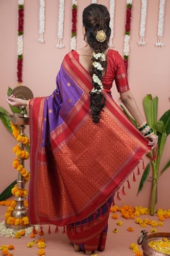 Image of SGF11 Women's Kanjivaram Pure Soft Silk Saree With Unstitched Blouse Piece