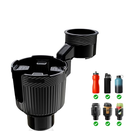 Portavasos para Coche - Soporte Botella - Multifuncional Portavasos Ajustable Universal para Latas, Tazas, Termos, Ideal como Posavasos Coche, Compatible con la Mayoría de Vehículos (Negro)