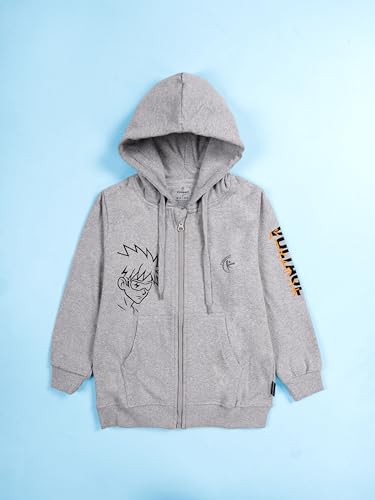 Image of KiddoPanti Boys Solid Cotton Full Sleeve Zip-Up Front Open Hooded Sweatshirt