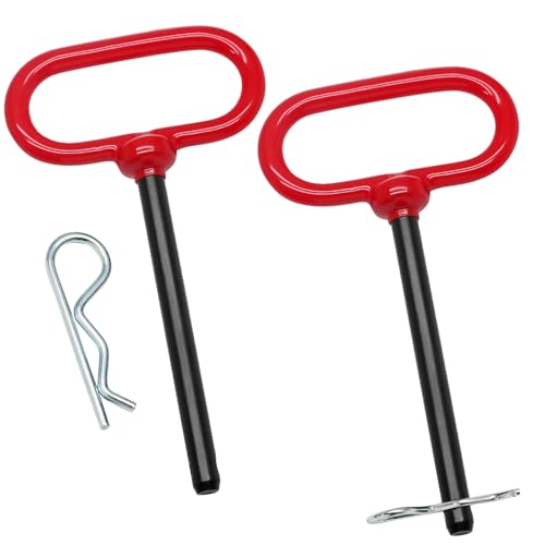 Qjaiune 2Pcs Lawn Mower Trailer Hitch Pin 3/8 X 4 Inch Trailer Gate Pin, Heavy Duty Towing Hitch Pin With Rubber Coated, Garden Tractor Trailer Hitch Pin For Atv, Golf Cart, Rv, Truck, Boat, Car