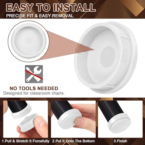 Image of Threehoney 48 Pcs Wrought Iron Patio Furniture Leg Cap 1-1 /4 Chair Feet Cap | White Heavy Duty Nylon Round Chair Leg Glides Floor Protectors for Outdoor Patio Garden Metal Furniture, Table Feet