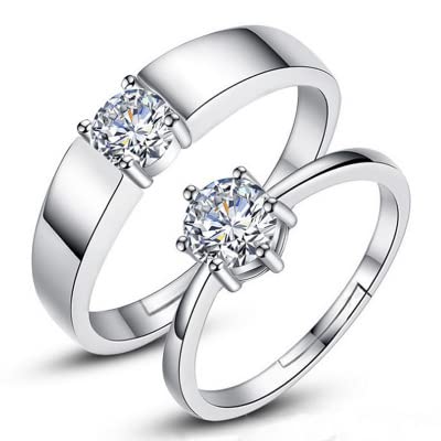 Exquisito par de Anillos de Color Plateado for Mujeres y Hombres, Pareja Ajustable, Compromiso, Regalo de Boda, Accesorios de joyería (Color : 30)