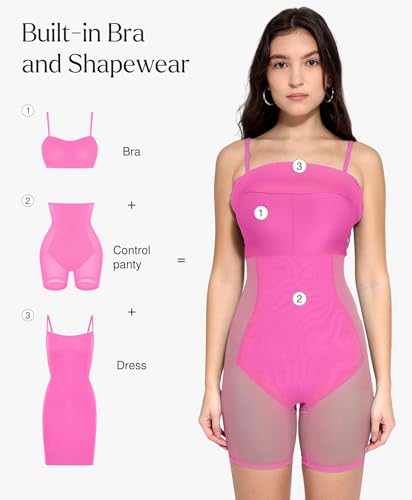 Image of Popilush Club Dresses for Women Built in Bra Dress Tummy Control Shapewear Mini Cocktail Dress Party Date Night Bodycon