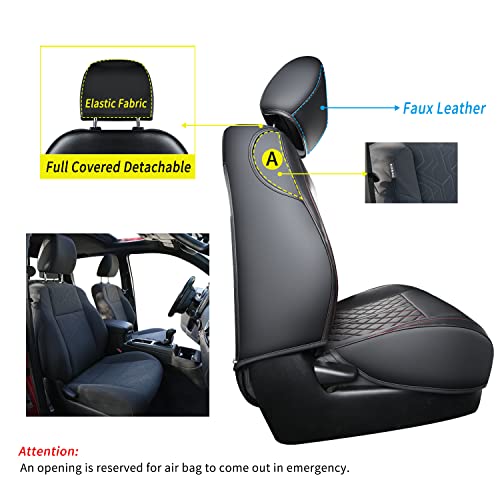LUCKYMAN CLUB Tacoma Custom Fit Seat Covers for 2016-2023 Tacoma Crew Cab with Faux Leather (Black & Red)
