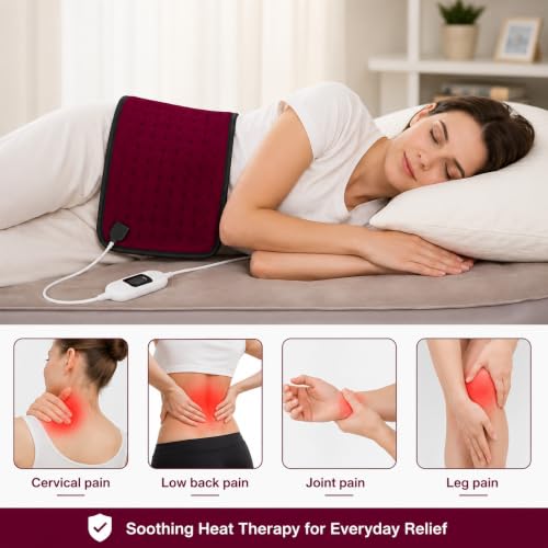 Image of MCP Healthcare Velvet Heating Belt Three Heating Temperature Control Device, Low, Medium & High, Adjustable, Heat Therapy Reliever For All Kind Arthritis, Muscle Spasm & Increase Blood Circulation (Wine)