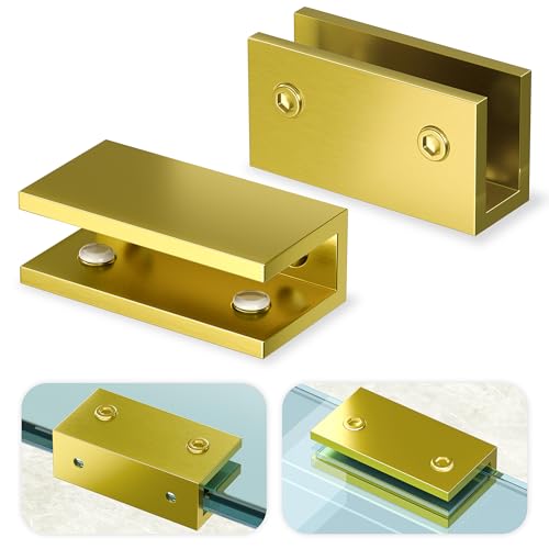 Ranbo 2 Pcs Solid Brass Glass Shelf Brackets, Heavy Duty