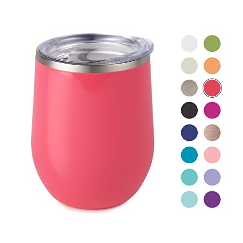 Maars Bev Steel Stemless Wine Glass Tumbler, 12 oz | Double Wall Vacuum
