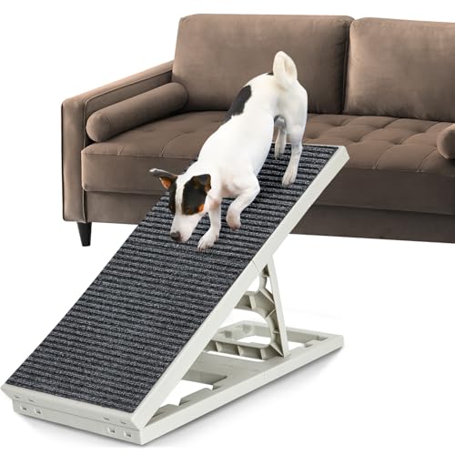 Dog Ramp Bed for Small Medium Pets Adjustable Folding Collapsible Cat Ramp with Non Slip Carpet Portable Indoor Puppy Ramps for Sofa,Chair