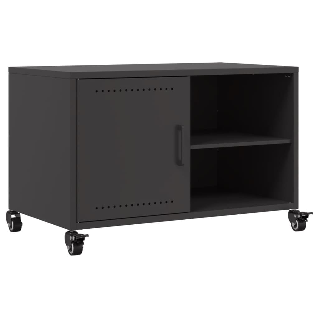 vidaXL Mobile TV Nero 68x39x43,5cm in Acciaio Laminato a Freddo, Mobile Porta TV, mobiletto HiFi, Mobile per dispositivi multimediali, Supporto TV