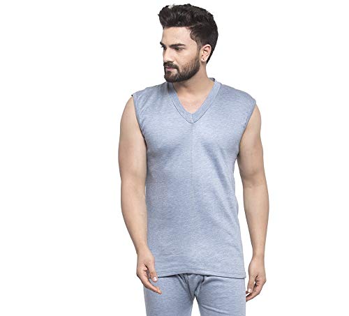 Image of UZARUS Men's Sleeveless Solid V Neck Thermal TOP
