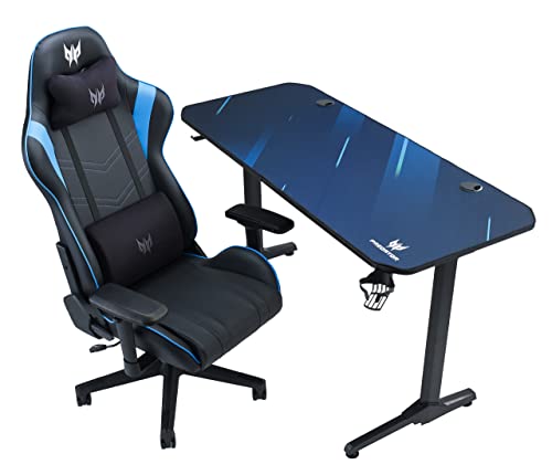 Scrivania Gaming Acer, 55", Portacuffie, Portabevande, Passacavi, Scaffale Posteriore, Superficie in Fibra di Carbonio, Tavolo Gaming Moderno Unisex, 140 cm x 60 cm x 75 cm - Scrivania Gaming - Immagine 9