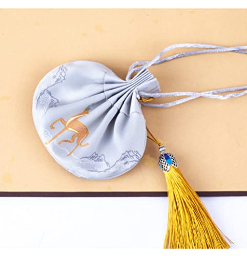 4 bolsas sachet bordadas con ciervo 3x5 pulg gris miniatura 2