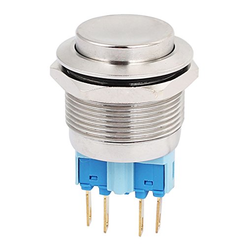 Aexit 5A 250VAC Wall Switches 22mm DPST Momentary Metal Pushbutton Switch Light Switches Raised Head