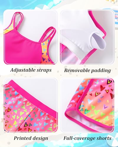Image of Teen Girls Tankini Swimsuit Adjustable Straps Modest Bathing Suits Girl 2 Piece Swimwear with Shorts 7-16 Years