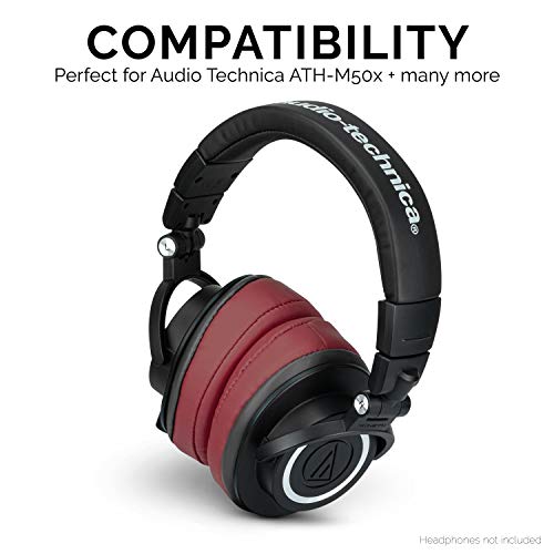 Image of Brainwavz Angled Memory Foam Earpad - Suitable for Large Over The Ear Headphones (Angled, Dark Red)