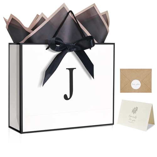 QLSKO Monogrammed Gift Wrap Bag Personalized Initial Paper