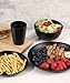 Quatish 24 Piece Plates and Bowls Sets for 6, Unbreakable Dinnerware Sets, Plastic Dish Set for Camping, Dishwasher Microwave Safe, Outdoor Kitchen and Apartment Dinning RV Essentials, Black