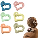 6 PACK Medium Hair Claw Clips,Matte Hair Jaw Love Heart Hair Clips for Thin Hair Thick Hair, Plastic
