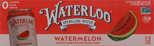 Image of Waterloo Sparkling Water, Watermelon Cans, 12 Fl Oz (Pack of 24)