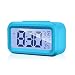 Alarm Clock Digital Large LCD Display Battery Operated Modern Portable Morning Sensor Smart Snooze Back-light Multi-function Clock Time Date Month Temperature for Office Bedroom Dormitory (blue)