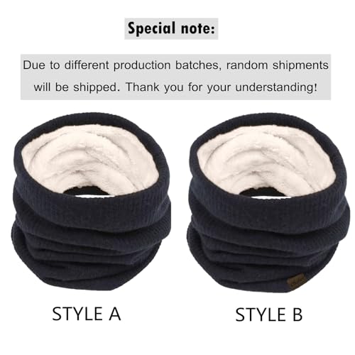 Chalier Infinity Scarf Winter Double-Layer Neck Warmer Knit Fleece Lined Circle Loop Scarves3