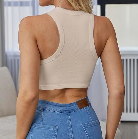 Crop Tank Tops for Women Trendy Sexy Teen Girls Going Out Tops Cute Summer Cropped Sleeveless Knit Ribbed White/Black - Image 9